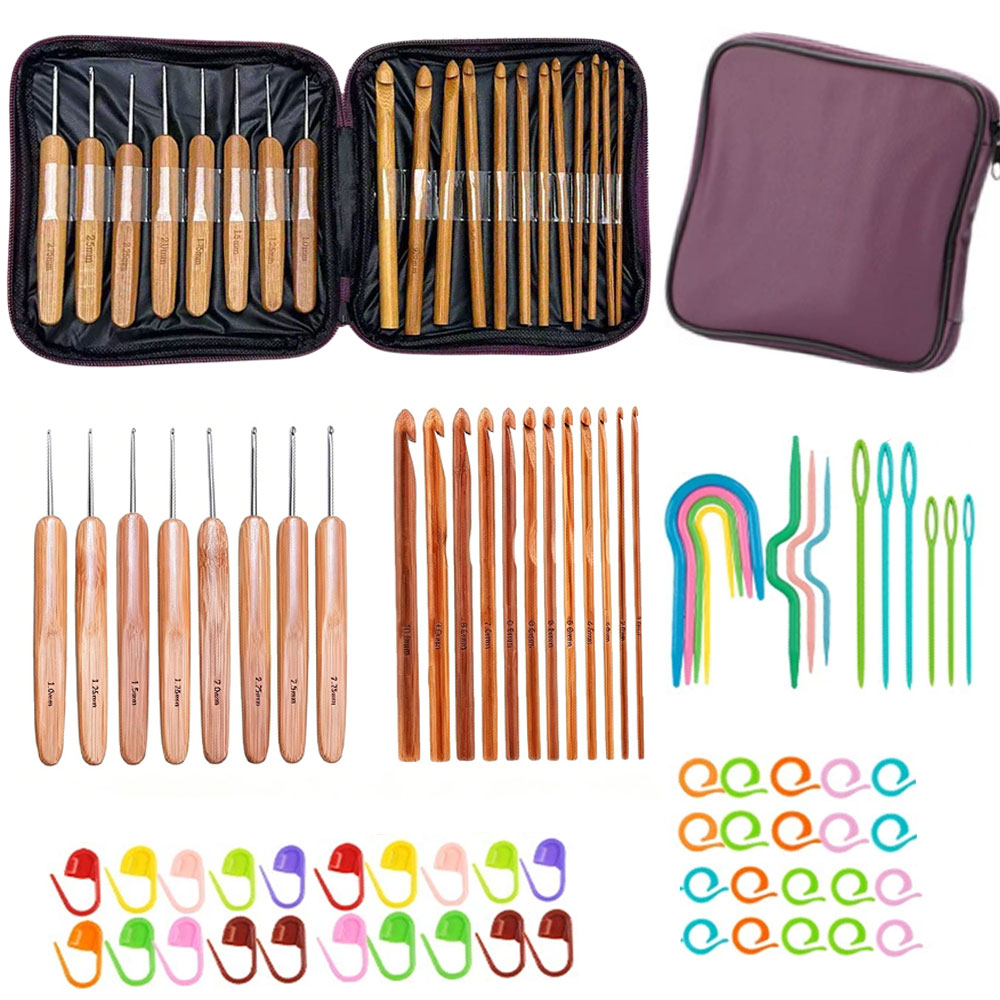 Craft Tools - 74 Parça Bambu Tığ Seti İplik