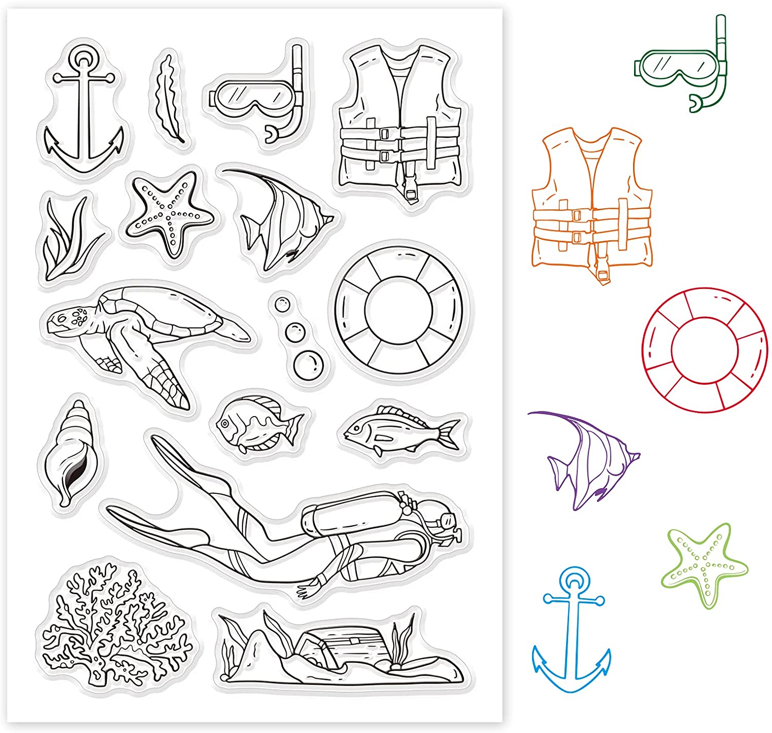 1 adet okyanus dünyası dalış t - Clear Silicone Stamps For Card Making incelemesi ve fiyatı