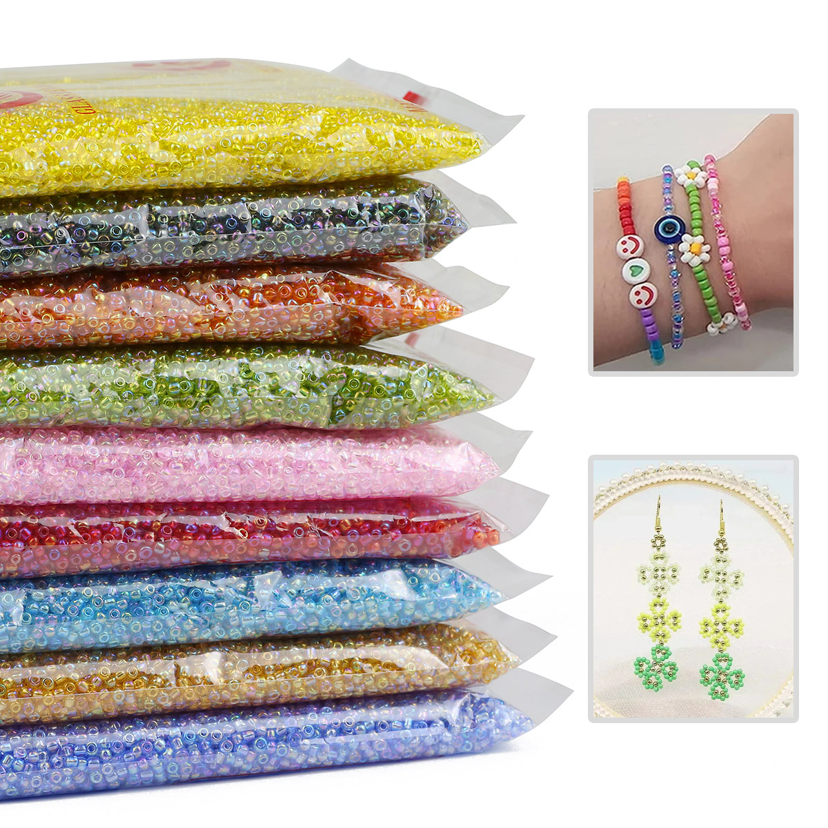 450g 2mm 3mm AB renk Charm çek - Glass Seed Beads 2Mm Jewelry Making incelemesi ve fiyatı