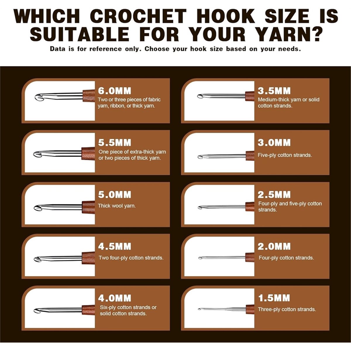 AT16 5 Adet Tığ Kancası, 5 Boy - Wooden Crochet Hooks Ergonomic Handle incelemesi ve fiyatı