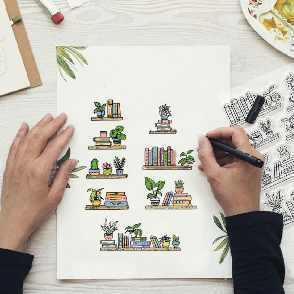 Saksı Kitaplık Temizle Pullar  - Clear Silicone Stamps For Card Making incelemesi ve fiyatı