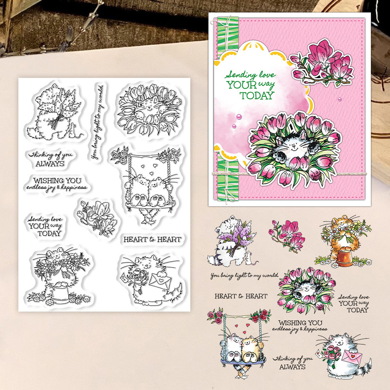 Suncraft Sevimli Kedi ve Çiçek - Clear Silicone Stamps For Card Making incelemesi ve fiyatı