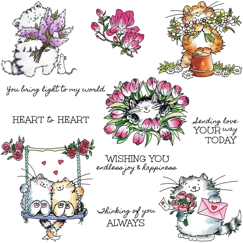 Suncraft Sevimli Kedi ve Çiçek - Clear Silicone Stamps For Card Making incelemesi ve fiyatı