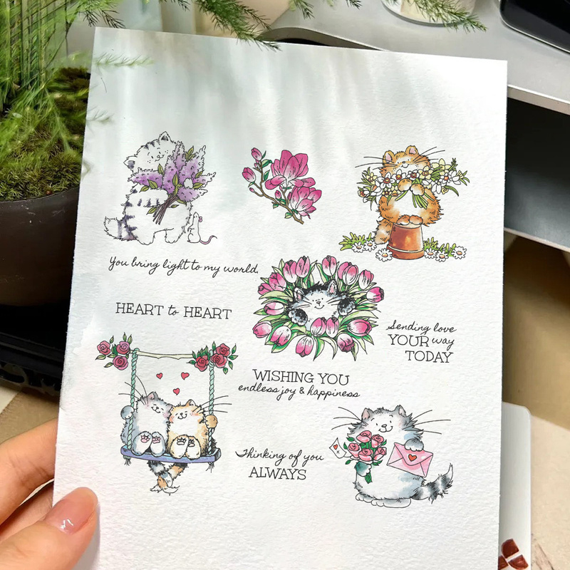 Suncraft Sevimli Kedi ve Çiçek - Clear Silicone Stamps For Card Making incelemesi ve fiyatı