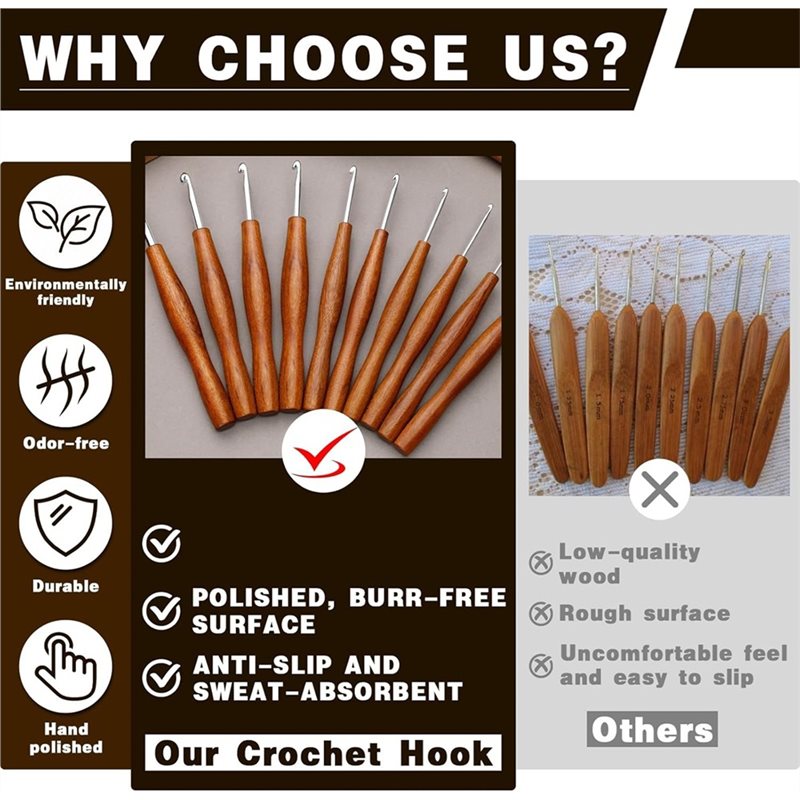 AS94-5, 5 farklı boyutta, ergo - Wooden Crochet Hooks Ergonomic Handle incelemesi ve fiyatı