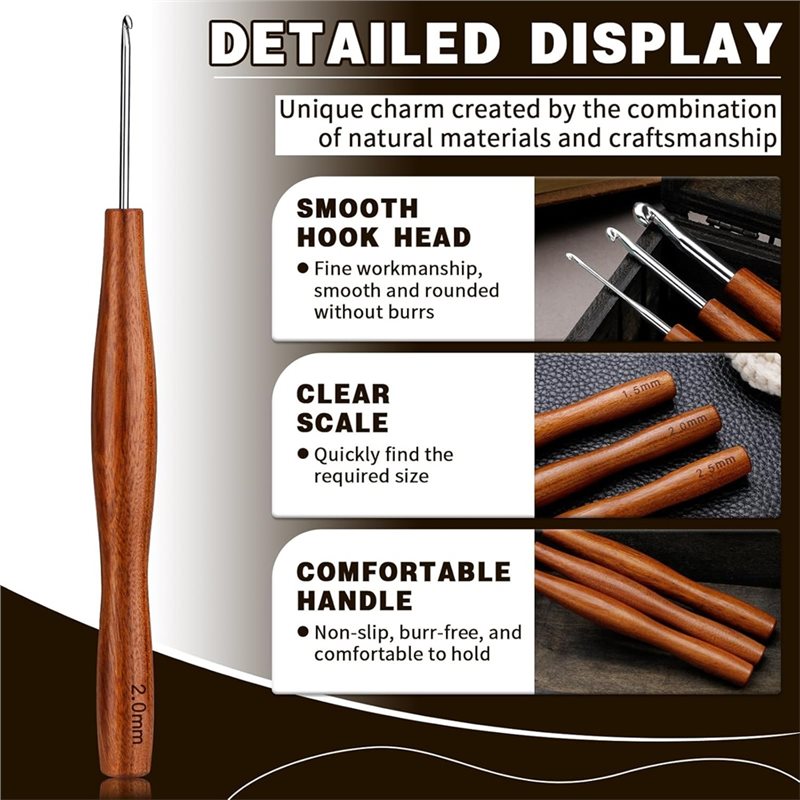 AS94-5, 5 farklı boyutta, ergo - Wooden Crochet Hooks Ergonomic Handle incelemesi ve fiyatı
