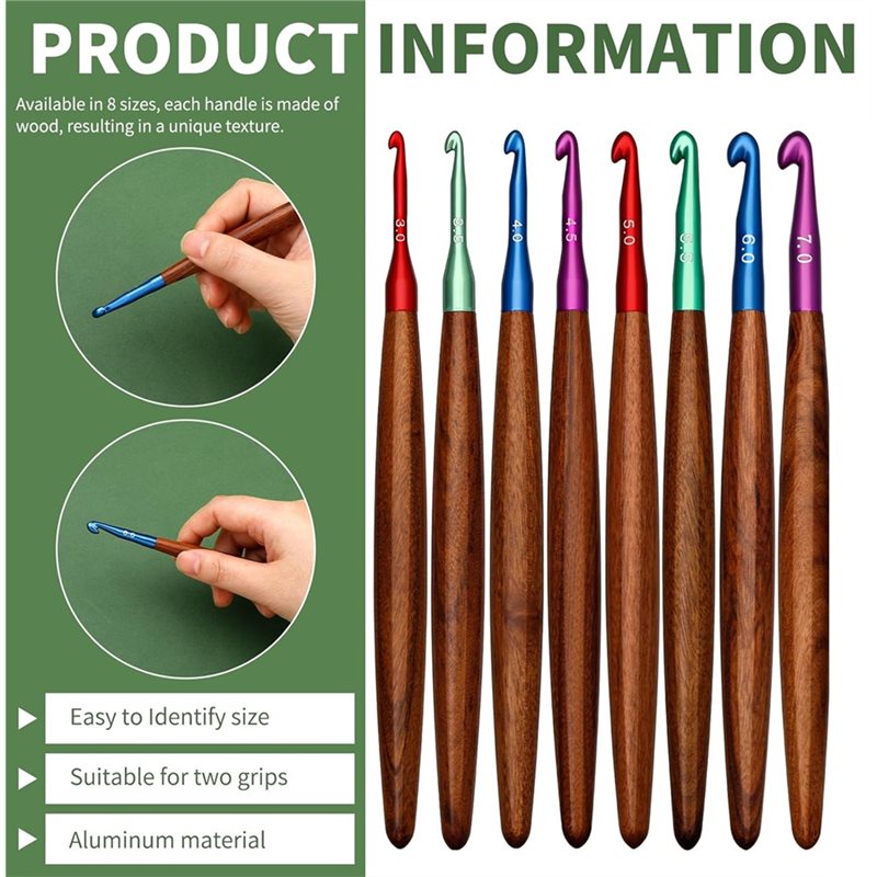 AB34-Alüminyum Ahşap Saplı Tığ - Wooden Crochet Hooks Ergonomic Handle incelemesi ve fiyatı