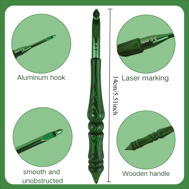 8 Adet 3,0-7,0 mm Tığ Seti, Ye - Wooden Crochet Hooks Ergonomic Handle incelemesi ve fiyatı
